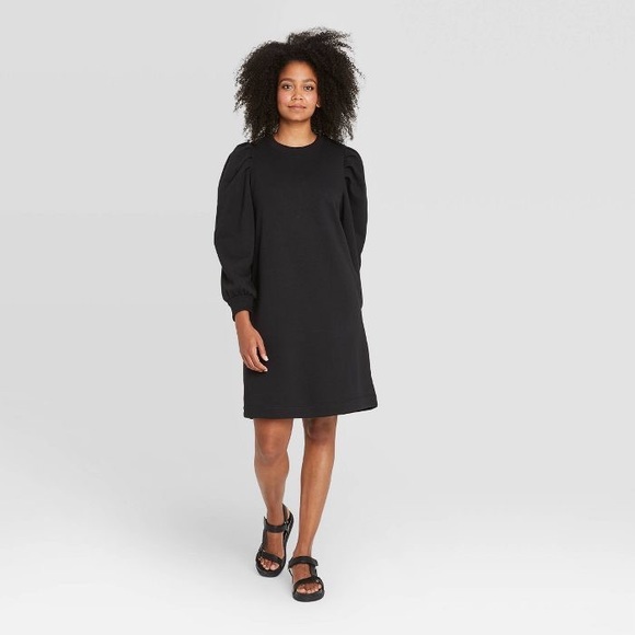 Women’s Puff Long Sleeved Sweater Dress - Picture 2 of 5